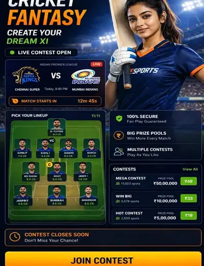 Come1 (come to win official website) fantasy cricket & matchday visual 3